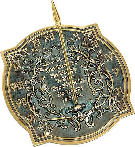 Happiness Sundial Solid Brass Verdigris Highlights with Stand - Image 2