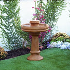 Alpine Corporation TZL202 Outdoor Floor Vintage Pedestal Water Fountain with Bird Bath and LED Lights, 29", Brown - Image 2