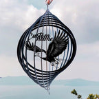 Personalized Eagle Metal Wind Spinner, Custom Bird Hanging Yard Art, Patriotic Outdoor Decor (Eagle Garden Wind Spinner) by Linktee