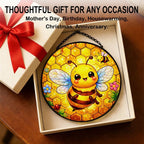 Stained Glass Window Hanging - 11.8" Cute Honey Bee and Honeycomb Suncatcher Glass Panel, Home Decorative Hanging Ornament for Kitchen or Garden, Ideal Gift for Mother, Wife or Women - Image 7