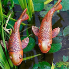 Antique Ceramic Koi Fish Garden Statues - Set of 2 | Exquisite Fish Sculptures for Outdoor, Patio, Pond, and Garden Decorations (Brassy) - Image 5