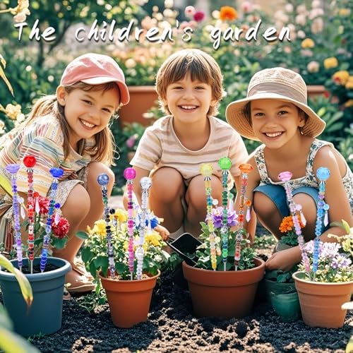 AIPRIDY DIY Crystal Beaded Fairy Wand Garden Stakes Kit, Colorful Decorative Wands with Assembly Guide, 12 or 10 Inch Threaded Rods,Outdoor Garden Decoration Set (390, Rainbow+Mixed Top) - Image 5