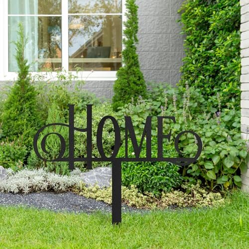 Metal Home Sign Garden Stake Decorative, Black Powder-Coated Finish Design Silhouette Statues for Yard Art, Outside, Patio, Outdoor Decor, Garden Decorations, Lawn Ornaments - 18" Black - Image 4