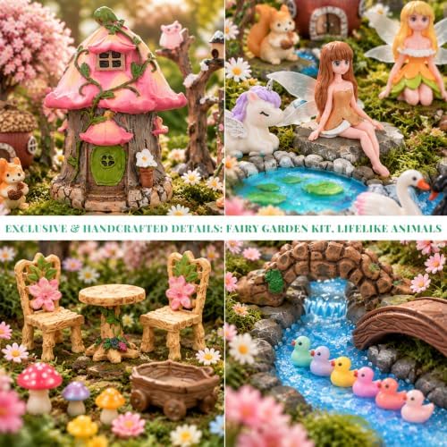 104 Pcs Fairy Garden Accessories Miniature House Figurines Kit - Image 5
