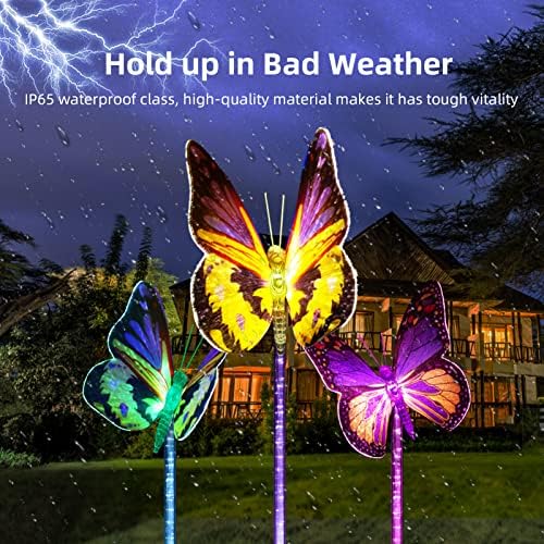Upgraded Outdoor Solar Garden Lights - 3 Pack Solar Butterfly Decoration Lights - 7 Color Changing LED Waterproof Solar Stake Lights for Garden, Patio, Yard, Lawn, Walkway Decoration - Image 4