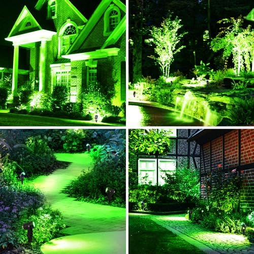 Green Solar Spot Lights Outdoor, 2 Pack Solar Landscape Spotlights IP65 Waterproof 9.8ft Cable, Auto On/Off Outdoor Wall Lights for Garden Yard Driveway Porch Walkway Pool (1-in-1) - Image 2