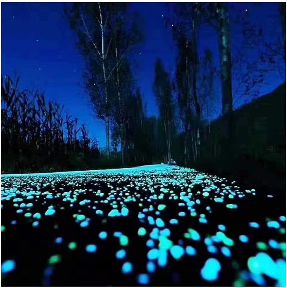 Luminous Stones, Glowing Stone Blue Pebbles Glowing in The Dark, 600 PCS Glowing Rocks Driven by Light and Solar Energy, Decorative Rock for Fish Tank Garden Lawn - Image 2