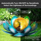 AIINY Solar Light Outdoor, Art Crackle Globe Glass Lotus Decoration, Solar LED Waterproof Blue Metal Flower Lights for Patio,Lawn,Walkway,Tabletop(2Pack) - Image 3