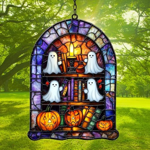 Halloween Bookshelf Acrylic Suncatcher - Image 3