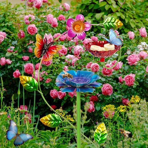 Bee Watering Station for Garden, Colorful Double-Flower Bee Bath - Image 3