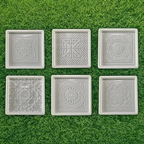 Stepping Stone Concrete Mold for Decorative Garden, Square Floral Pattern, 17.13 x 17.13 x 1.5 inches, Used for DIY Garden Path Stepping Stone Cement Molds（1 Pack） (Pattern-E) - Image 6