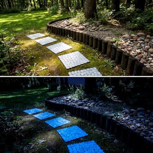 6 Pcs Glow in The Dark Stepping Stones Garden, Square, White - Image 5