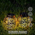 Set of 2 Solar Hanging Lanterns Outdoor for Garden Patio, Bronze - Image 7