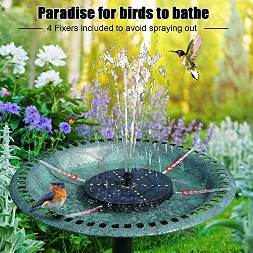 Solar Bird Bath Fountains Upgraded, 4W Solar Powered Water Fountain Pump with 4000 Battery, 7 Nozzles & 4 Fixers, Colorful LED Lights for Garden, Pond, Swimming Pool, Fish Tank, and Outdoor - Image 2