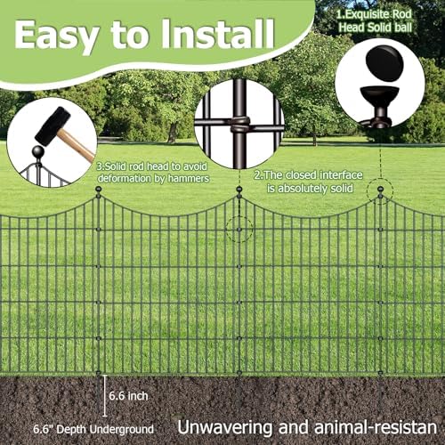 10‑Panel No‑Dig Garden Fence with Gate, 32" H x 23.6'L Outdoor Dog Barrier - Image 3