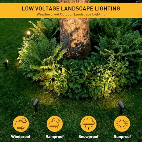 GOLDEN STAR Low Voltage Landscape Lights 3W LED Outdoor Landscape Floodlight 12V Bronze Waterproof 200Lumen Spotlight 3000K Warm White Outdoor Lighting with Stake & Connector for Yard Garden Tree 2PK - Image 2