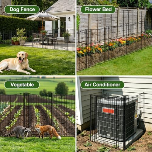 INJOPEXI Decorative Garden Fence 6 Panels 13ft (L)×42in (H) Animal Barrier Fences with 5 Panels + 1 Gate, No Dig Garden Fencing Rustproof Metal Wire Temporary Rabbit Dog Fence for Patio Outdoor Yard - Image 4