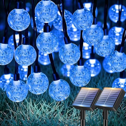btfarm 2 Pack Solar String Lights Outdoor, Total 98FT 100 LED Crystal Globe by btfarmdecorativelighting