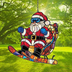 Funny Santa Claus Skiing Acrylic Suncatcher - Image 3