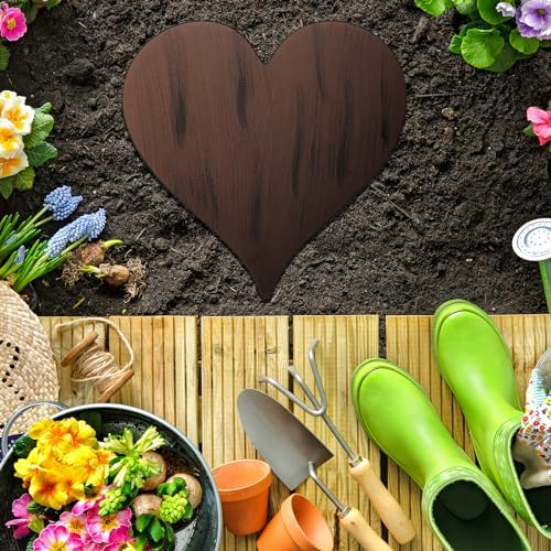 Tandefio 3 Pcs Heart Garden Stepping Stones 12 Inch, Cast Iron, Dark Brown - Image 4
