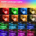 SUNVIE RGBW Landscape Lighting Kit 12V Low Voltage Landscape Lighting with Connectors, Color Changing Low Voltage Pathway Lights Wired with Spotlights Waterproof for Holiday Patio Garden Yard,12 Pack - Image 2