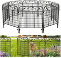 AMAGABELI 4 Panels 44 in(H )X 12 ft(L) Decorative Garden Fence Gate,Dog Fence Outdoor for Yard,Rustproof Tall Garden Fencing Animal Barrier Metal Wire Panel Border with Leaves for Flower Bed Black by AMAGABELI+GARDEN+%26+HOME
