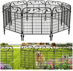 AMAGABELI 4 Panels 44 in(H )X 12 ft(L) Decorative Garden Fence Gate,Dog Fence Outdoor for Yard,Rustproof Tall Garden Fencing Animal Barrier Metal Wire Panel Border with Leaves for Flower Bed Black by AMAGABELI+GARDEN+%26+HOME
