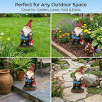 Topadorn Solar Garden Gnome Statue with Glowing Ladybug & Mushroom - Image 4