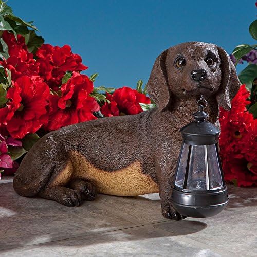Bits and Pieces Dog Solar Powered Garden Lantern Statue, Resin - Image 2