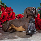 Bits and Pieces Dog Solar Powered Garden Lantern Statue, Resin - Image 2