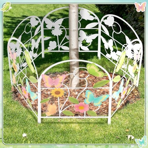 Yaocom 6 Pack Pastel Butterfly Garden Fence 16.5" H x 11.8" W Metal Stake - Image 4