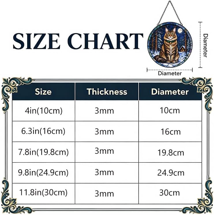Stained Glass Window Hanging Maine Coon Suncatcher Gifts for Him 9.8" - Image 2