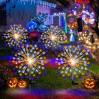 Tujoe 4 Pcs White Snowflake Solar Lights 90 LED 8 Modes Waterproof - Image 2