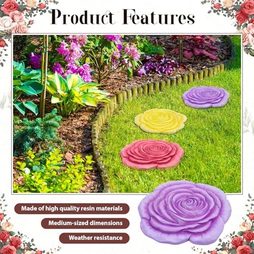 Cinnvoice 3 Pack Rose Stepping Stones Outdoor for Garden, 10 Inches - Image 4