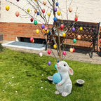 Solar Easter Rabbit Garden Statues Outdoor Easter Decorations Resin Bunny Figurine with Egg Changing LED Lights for Porch Patio Lawn Yard Gardening Gifts for Mom Grandma - Image 4