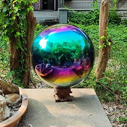 30cm/12 inch Garden Sphere Mirror Gazing Ball,Rainbow Stainless Steel Polished Reflective Smooth Hollow Globe Ball,Durable Colorful and Shiny Decorations Addition to Garden Patio Yard Home - Image 4