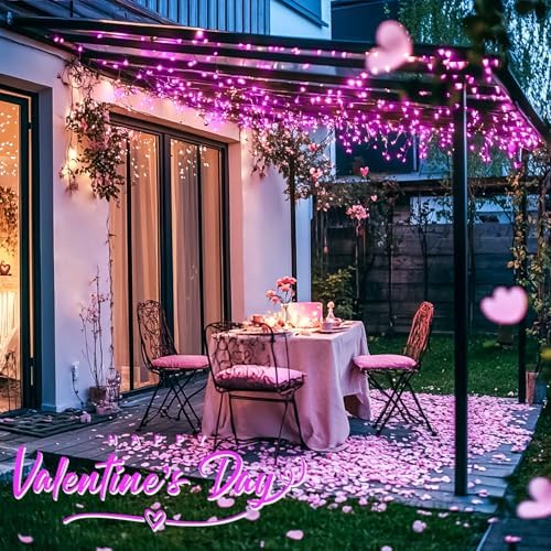 JMEXSUSS 4 Pack Solar Fairy Lights, 33ft 100 LED Pink Solar Lights Outdoor - Image 3
