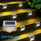 6 Pack Solar Step Lights Outdoor 6 LED Solar Deck Lights Warm White Waterproof Stainless Steel Solar Powered Stair Lights for Decks Steps Wall Railing Stair - Image 4