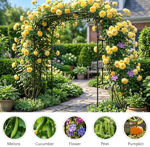 DoCred 87" H x 79" L Garden Arch Trellis, Metal Trellis for Climbing Plants - Image 4