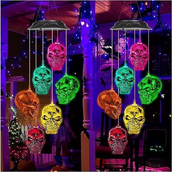 Hummingbird Solar Wind Chimes for Outside - Color Changing LED Outdoor Solar Lights Waterproof Windchimes, Home Garden Patio Yard Porch Decoration (Human Skeleton) - Image 2
