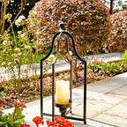 Glitzhome 22" H Modern Farmhouse Black Metal Lantern Decorative Hanging Candle Lanterns (Large) by Glitzhome