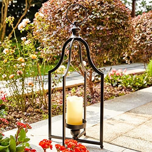 Glitzhome 22" H Modern Farmhouse Black Metal Lantern Decorative Hanging Candle Lanterns (Large) by Glitzhome