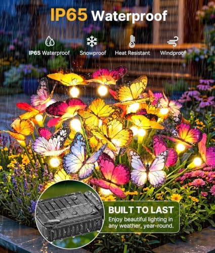 Solar Butterfly Garden Lights, 4 Pack 32 Swaying Butterflies - Image 5