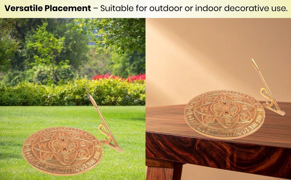 Solid Brass Garden Sundial Clock with Polished Finish & Velvet Storage Case | Decorative Outdoor Sundial for Garden, Patio & Yard | Vintage Nautical Home Décor Gift - Image 4