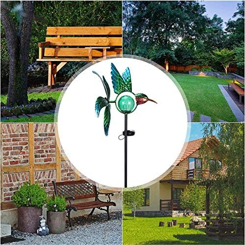 Afirst Solar Hummingbird Wind Spinner, Metal Garden Stake Lights Lawn Decor - Image 4