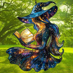 Cute Witch Reading Books Acrylic Suncatcher - Image 3