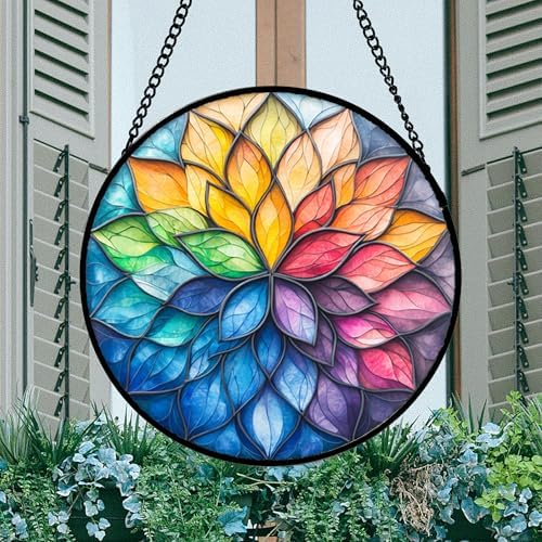 Colorful Flower Petals Stained Glass Window Hanging Suncatcher Gifts 15" - Image 3