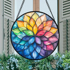 Colorful Flower Petals Stained Glass Window Hanging Suncatcher Gifts 15" - Image 3