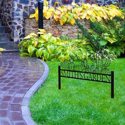 Customized Cactus Metal Garden Sign with Stakes, Garden Decoration Metal Sign, Personalized Gardener Family Name Sign, Cactus Yard Decor, Patio Decorative, Lawn Art, Farmhouse Garden, New Home Gift - Image 4