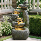 32.68'' Outdoor Water Fountain with Lights, Water Feature for Garden by Desgmomy